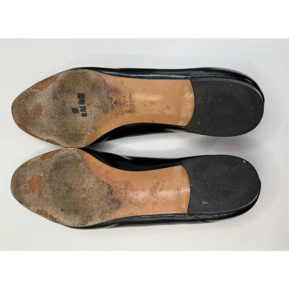 Salvatore Ferragamo Black Patent Leather Flats Sz 10